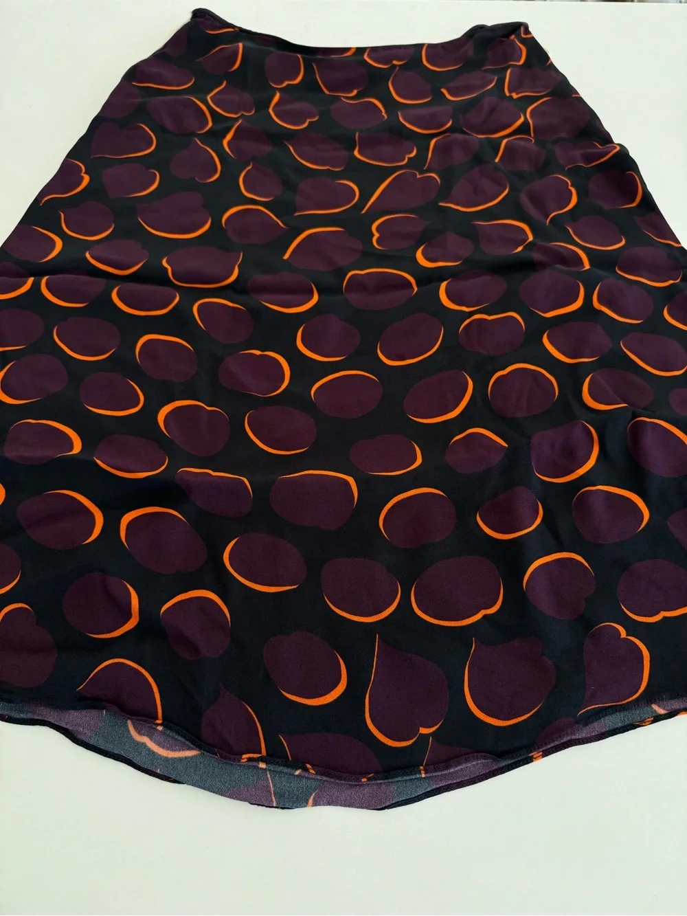 Marni Black Midi Skirt with Purple and Orange Pattern sz M - Picture 9 of 14